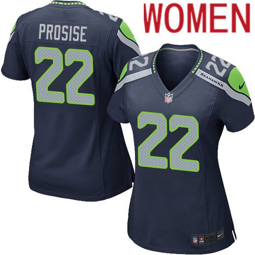 Women Seattle Seahawks #22 C. J. Prosise Nike Navy Game NFL Jersey